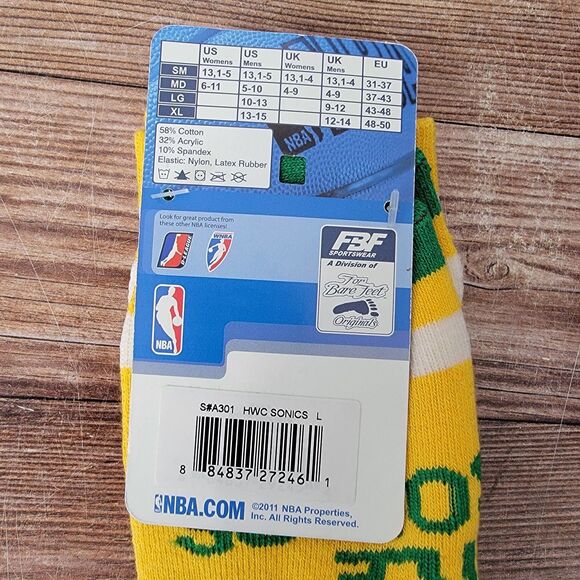 Seattle Supersonics NBA Basketball 2011 SOCKS Size L NWT - Picture 3 of 4